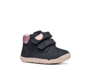 Lauflernschuh GEOX "B MACCHIA GIRL", Baby, Gr. 20, blau (navy, rosa), Leder, Schuhe Lauflernschuh, Babyschuh mit Klettverschluss, Größenschablone zum Download (53000535-20) navy, rosa