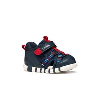 Lauflernschuh GEOX "B SANDAL IUPIDOO BOY", Baby, Gr. 22, navy, rot, Lederimitat, Textil, bestickt, kontrastfarbene Details, Basic, Schuhe Lauflernschuh, Babyschuh mit Stickmuster, Größenschablone zum 