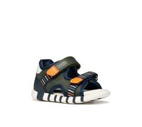 Lauflernschuh GEOX "B SANDAL IUPIDOO BOY", Baby, Gr. 24, blau (dunkelgrün, orange), Lederimitat, Textil, Mesh, bestickt, Basic, Schuhe Lauflernschuh, Babyschuh mit Klettverschluss, Größenschablone zum