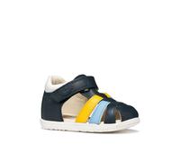 Lauflernschuh GEOX "B SANDAL MACCHIA BOY", Baby, Gr. 26, navy, gelb, Leder, Lederimitat, Schuhe Lauflernschuh, Babyschuh, Kontrast-Riemchen, Größenschablone zum Download (54992114-26) navy, gelb