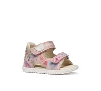 Lauflernschuh GEOX "B SANDAL MACCHIA GIR", Baby, Gr. 24, bunt (rosa, multi), Leder, Lederimitat, kontrastfarbene Details, festlich, Schuhe Lauflernschuh, Babyschuh mit Klettverschluss, Größenschablone