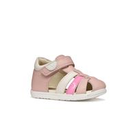 Lauflernschuh GEOX "B SANDAL MACCHIA GIR", Baby, Gr. 26, rosa, Leder, Lederimitat, kontrastfarbene Details, Schuhe Lauflernschuh, Babyschuh mit Klettverschluss, Größenschablone zum Download (38797630-