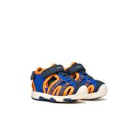 Lauflernschuh GEOX "B SANDAL MULTY BOY", Baby, Gr. 25, blau, orange, Lederimitat, Textil, Schuhe Lauflernschuh, Babyschuh, Klettschuh mit Größenschablone zum Download (96210136-25) blau, orange