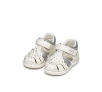 Lauflernschuh GEOX "B SANDAL ZAPITO GIRL", Baby, Gr. 24, weiß, silberfarben, Lederimitat, Schuhe Lauflernschuh, Babyschuh, Sommerschuh, Klettschuh, Größenschablone zum Download (54998411-24) weiß, sil