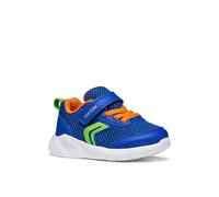 Lauflernschuh GEOX "B SPRINTYE BOY", Baby, Gr. 24, blau, orange, Lederimitat, Mesh, Schuhe Lauflernschuh, Babyschuh mit farbenfrohen Besätzen, Größenschablone zum Download (49521857-24) blau, orange