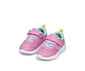 Lauflernschuh GEOX "B SPRINTYE GIRL", Baby, Gr. 23, pink (rosa, hellblau), Lederimitat, Mesh, Schuhe Lauflernschuh, Babyschuh mit elastischen Schnürsenkeln, Größenschablone zum Download (74487509-23)