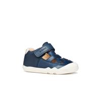 Lauflernschuh GEOX "B STEPPIEUP BOY", Baby, Gr. 22, navy, weiß, Leder, Schuhe Lauflernschuh, Babyschuh mit Klettverschluss, Größenschablone zum Download (93123666-22) navy, weiß