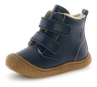 Lauflernschuh NATURINO "Bubble Wide", Jungen, Gr. 21, blau (dunkelblau), Nappaleder, unifarben, Schuhe Lauflernschuh, Klettstiefel mit Wollfutter, Größenschablone zum Download (82891446-21)
