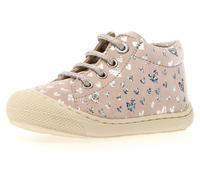 Lauflernschuh NATURINO "COCOON LOVELY", Jungen, Gr. 21, silber (rosa, silberfarben metallic herzchen), Veloursleder, metallic, festlich, Schuhe Lauflernschuh, Glitzerschuh im Metallic Look, Größenscha