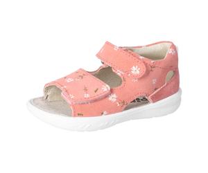 Lauflernschuh PEPINO BY RICOSTA "Banu WMS: mittel", Baby, Gr. 22, strawberry, Leder, geblümt, Schuhe Lauflernschuh, Sandalette mit Klett und Animal Print, Größenschablone zum Download (99435561-22) st