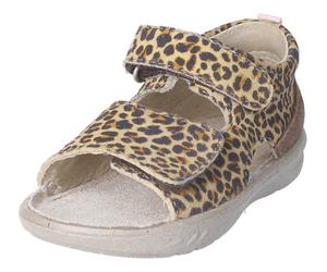 Lauflernschuh PEPINO BY RICOSTA "Banu WMS: mittel", Baby, Gr. 28, braun (braun leo), Leder, Schuhe Lauflernschuh, Sandalette mit Klett und Animal Print, Größenschablone zum Download (50473667-28) brau