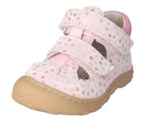 Lauflernschuh PEPINO BY RICOSTA "Ebi WMS: mittel", Baby, Gr. 21, rosa (rosa metallic), Textil, Veloursleder, Glitzer, gepunktet, Schuhe Lauflernschuh, Klettschuh, Lederinnensohle, Größenschablone zum