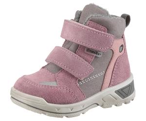 Lauflernschuh PEPINO BY RICOSTA "Janne 50 WMS: weit", Mädchen, Gr. 27, rosa, grau, Lederimitat, Veloursleder, Schuhe Lauflernschuh, Klettstiefel, Winterboots mit Sympatex, Größenschablone zum Download