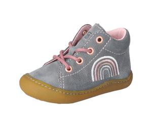Lauflernschuh PEPINO BY RICOSTA "Kally", Baby, Gr. 22, grau, Leder, Schuhe Lauflernschuh, Babyschuh, Pre Walker mit Stickerei, Größenschablone zum Download (75343710-22) grau
