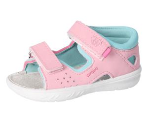 Lauflernschuh PEPINO BY RICOSTA "Mantu WMS: mittel", Jungen, Gr. 24, rosa, Lederimitat, Textil, kontrastfarbene Details, Schuhe Lauflernschuh, Sandale mit Klett, WMS-System, Leder, Größenschablone zum