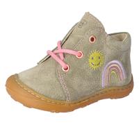 Lauflernschuh PEPINO BY RICOSTA "MECKI WMS: mittel", Baby, Gr. 18, grau (eukalyptus, regenbogen), Nubukleder, bestickt, Schuhe Lauflernschuh, Schnürschuh mit Lederinnenausstattung, Größenschablone zum