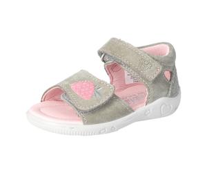 Lauflernschuh PEPINO BY RICOSTA "Mimi WMS: mittel", Baby, Gr. 23, rosa (eukalytus mit erdbeermotiv), Leder, bestickt, Schuhe Lauflernschuh, Sandalette mit Klett und Stickerei, Größenschablone zum Down
