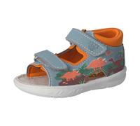 Lauflernschuh PEPINO BY RICOSTA "Tilo WMS: mittel", Baby, Gr. 25, artic, papaya mit dino, Lederimitat, Textil, kontrastfarbene Details, Schuhe Lauflernschuh, Babyschuh mit Motiv, Größenschablone zum D