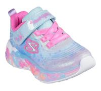 Lauflernschuh SKECHERS "ETERNAL HEART LIGHTS", Baby, Gr. 26, bunt (hellblau, multi), Lederimitat, Textil, Glitzer, Schuhe Lauflernschuh, Blink,-Klettschuh mit Herz-Applikation, Größenschablone zum Dow