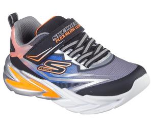 Lauflernschuh SKECHERS "FLEX-GLOW ULTRA LIGHTS", Baby, Gr. 22, bunt (schwarz, multi), Lederimitat, Textil, kontrastfarbene Details, Schuhe Lauflernschuh, Blink,-Klettschuh zum Schlüpfen, Neon, Größens