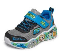 Lauflernschuh SKECHERS "PLAY SCENE", Mädchen, Gr. 25, grau, blau, Lederimitat, Mesh, Schuhe Lauflernschuh, Freizeitschuh mit bedruckter Sohle, Größenschablone zum Download (77245214-25) grau, blau