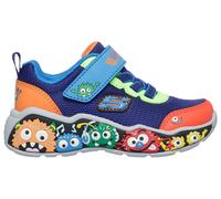 Lauflernschuh SKECHERS "PLAY SCENE", Baby, Gr. 26, bunt (navy multifarben), Lederimitat, Mesh, kontrastfarbene Details, Schuhe Lauflernschuh, Freizeitschuh mit bedruckter Sohle, Größenschablone zum Do