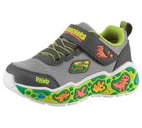 Lauflernschuh SKECHERS "PLAY SCENE", Jungen, Gr. 24, grau (grau, limette), Lederimitat, Textil, Schuhe Lauflernschuh, Sneaker, Babyschuh mit Klettverschluss, Größenschablone zum Download (53841245-24)