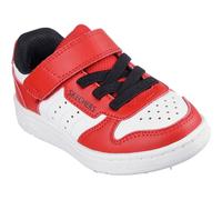 Lauflernschuh SKECHERS "QUICK STREET", Baby, Gr. 25, rot (rot, weiß), Lederimitat, Schuhe Lauflernschuh, Retro Sneaker mit Klettverschluss, Größenschablone zum Download (89064918-25) rot, weiß