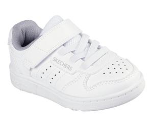 Lauflernschuh SKECHERS "QUICK STREET", Baby, Gr. 25, weiß, Lederimitat, Schuhe Lauflernschuh, Retro Sneaker mit Klettverschluss, Größenschablone zum Download (92805124-25) weiß