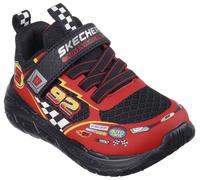 Lauflernschuh SKECHERS "SKECH TRACKS", Baby, Gr. 23, schwarz (schwarz, rot), Lederimitat, Textil, kontrastfarbene Details, Schuhe Lauflernschuh, Sneaker mit vielen coolen Prints, Größenschablone zum D