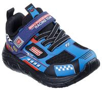 Lauflernschuh SKECHERS "SKECH TRACKS", Jungen, Gr. 21, bunt (blau multi), Lederimitat, Textil, kontrastfarbene Details, Schuhe Lauflernschuh, Sneaker mit vielen coolen Prints, Größenschablone zum Down