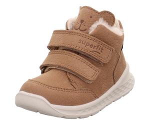 Lauflernschuh SUPERFIT "BREEZE WMS: mittel", Baby, Gr. 26, braun (hellbraun), Nubukleder, unifarben, Schuhe Lauflernschuh, Barfußschuh mit zwei Klettverschlüssen, Größenschablone zum Download (3799730