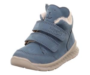 Lauflernschuh SUPERFIT "BREEZE, WMS: mittel", Baby, Gr. 30, blau (hellblau), Nubukleder, unifarben, Schuhe Lauflernschuh, Barfußschuh mit zwei Klettverschlüssen, Größenschablone zum Download (21775223