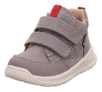 Lauflernschuh SUPERFIT "BREEZE WMS: Mittel", Baby, Gr. 30, grau (grau, rot), Nubukleder, Veloursleder, Schuhe Lauflernschuh, Klettschuh mit wasserdichtem GORE-TEX, Größenschablone zum Download (577584
