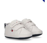 Lauflernschuh TOMMY HILFIGER, Baby, Gr. 18, weiß, blau, Lederimitat, Schuhe Lauflernschuh, Babyschuh, Klettschuh für Babys mit Logoverzierung (88917115-18) weiß, blau