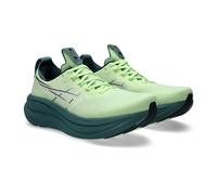 Laufschuh ASICS "GEL-NIMBUS 28", Herren, Gr. 45, grün (illuminate gelb, foggy teal), Synthetik, Schuhe Laufschuh, mit Knit-Obermaterial, mit FF BLAST PLUS Dämpfung (26521800-45) illuminate gelb, foggy