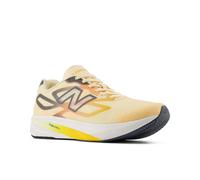 Laufschuh NEW BALANCE "Flight-R", Damen, Gr. 38, beige (calcium, shadow blau, satsuma orange), Synthetik, Textil, Schuhe Laufschuh, für leichte, reaktionsfreudige Dämpfung (88006643-38) calcium, shado