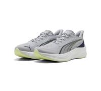 Laufschuh PUMA "DARTER PRO 2", Damen, Gr. 39, grau (vibrant silber, deep plum, apple spritz), Textil, Schuhe Laufschuh, für dynamische Bewegungen, mit ProFoam Dämpfung, atmungsaktiv (70361545-39) vibr