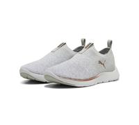 Laufschuh PUMA "Softride Premier Slip-On Strick-Laufschuhe Damen", Damen, Gr. 38,5, rosa (ash gray weiß rose gold metallic), Obermaterial: Synthetik, Textil. Futter: Textil. Innensohle: Textil. Laufso