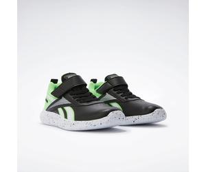 Laufschuh REEBOK "RUSH RUNNER SYN ELASTIC LACE & TOP STRAP", Kinder, Gr. 32, weiß (schwarz, solarlime, ftwrweiß), Synthetik, Textil, Schuhe Laufschuh, für Kinder (60598554-32) schwarz, solarlime, ftwr