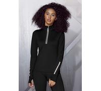 Laufshirt LASCANA ACTIVE, Damen, Gr. XL (48/50), schwarz, Jersey, Obermaterial: 87% Polyester, 13% Elasthan, unifarben, klassisch hüftlang, Bündchen mit Daumenlöchern, Shirts Laufshirt, Thermo mit ref