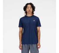 Laufshirt NEW BALANCE "SPORT ESSENTIAL T-SHIRT", Herren, Gr. L, blau (nb navy), Web, Obermaterial: 100% Polyester, regular fit normal, Rundhals, eng normaler Saum, Shirts Laufshirt, Regular Fit, kurze