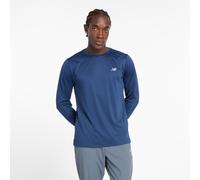 Laufshirt NEW BALANCE "Sport Essentials Long Sleeve", Herren, Gr. XL, blau (nb navy (428)), Jersey, Obermaterial: 100% Polyester, Rundhals, Shirts Laufshirt, Langarm, feuchtigkeitsableitendes Material