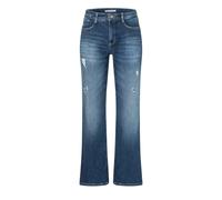 Bootcut-Jeans MAC "LAURA", Damen, Gr. 40, Länge 32, indigo destroyed, Denim/Jeans, Obermaterial: 89% Baumwolle, 8% Polyester, 3% Elasthan, Destroyed-Effekte, unifarben, regular fit knöchellang, Jeans,