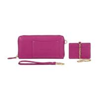 Laura Biagiotti Damen-Geldbörse aus echtem Leder, Handgelenkschlaufe, Box, fuchsia, Grande, Casual