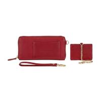 Laura Biagiotti Damen-Geldbörse aus echtem Leder, Handgelenkschlaufe, Box, rot, Grande, Casual