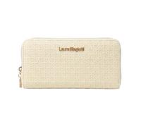 Laura Biagiotti Große Damen-Geldbörse aus PU-Leder, geflochten, mit Geldbörse und Geschenkbox, cremeweiß, 19 cm, Doppelter Reißverschluss