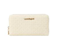 Laura Biagiotti Große Damen-Geldbörse aus PU-Leder, geflochten, mit Geldbörse und Geschenkbox, cremeweiß, 19 cm, Öffnung im Buch und Reißverschluss