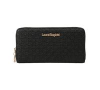 Laura Biagiotti Große Damen-Geldbörse aus PU-Leder, geflochten, mit Geldbörse und Geschenkbox, Schwarz , 19 cm, Doppelter Reißverschluss