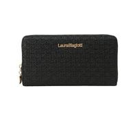 Laura Biagiotti Große Damen-Geldbörse aus PU-Leder, geflochten, mit Geldbörse und Geschenkbox, Schwarz , 19 cm, Öffnung im Buch und Reißverschluss